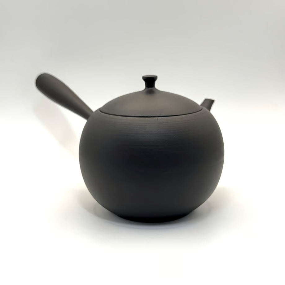 Apvalus juodas Tokoname arbatinukas/ kyusu Jinsui