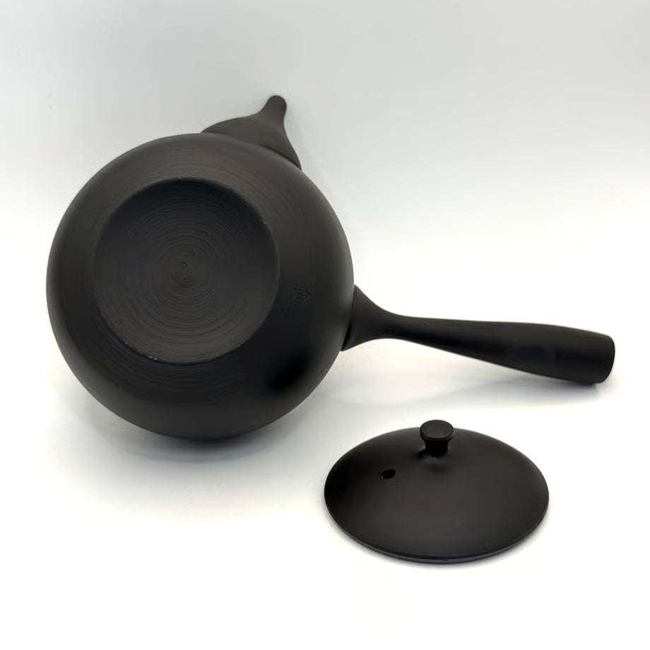 Apvalus juodas Tokoname arbatinukas/ kyusu Jinsui
